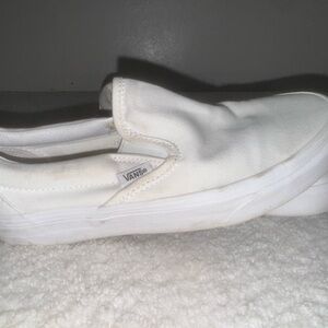 Vans Classic White Canvas Slip-Ons